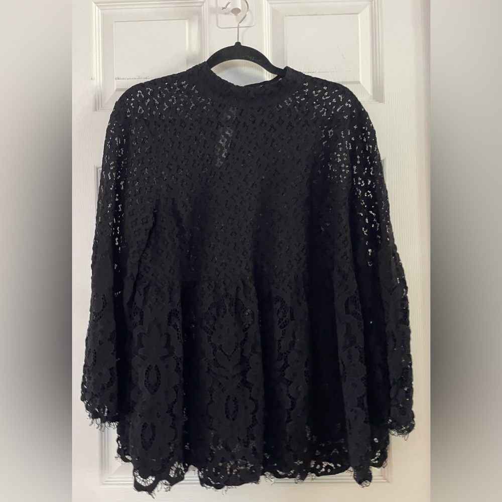 Lane Bryant Black Lace Long-Sleeve Tunic
